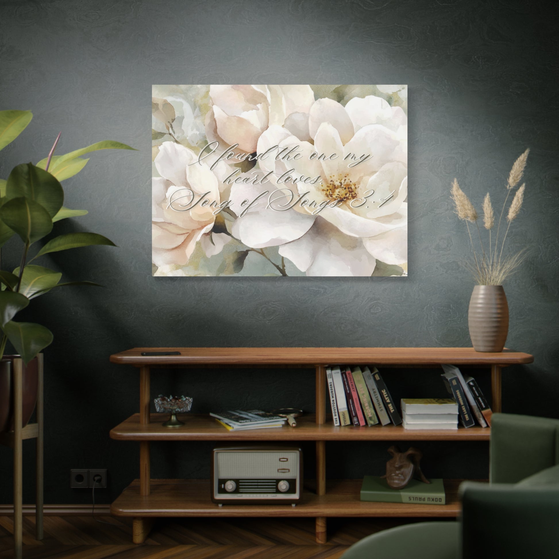 Found The One Floral Canvas Art Print, Romantic Wall Decor, Wedding Gift, Christian Faith, Home Decoration, Song of Songs Quote, Nature Inspired Art