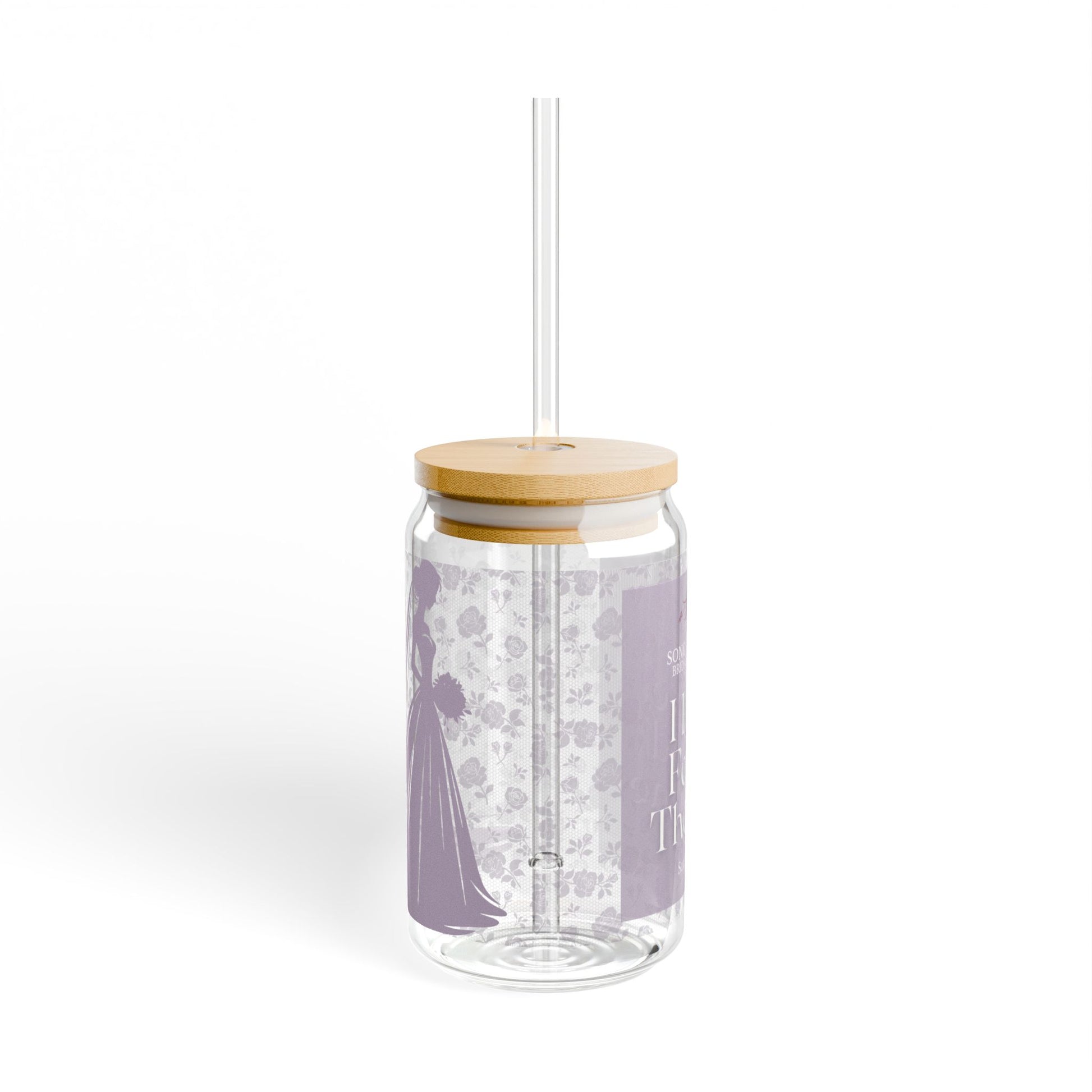Christian Faith Bridal Lilac 16oz Sipper Glass with Bamboo Lid, Perfect for Weddings, Engagements, Reusable Drinkware, Eco-Friendly Gift