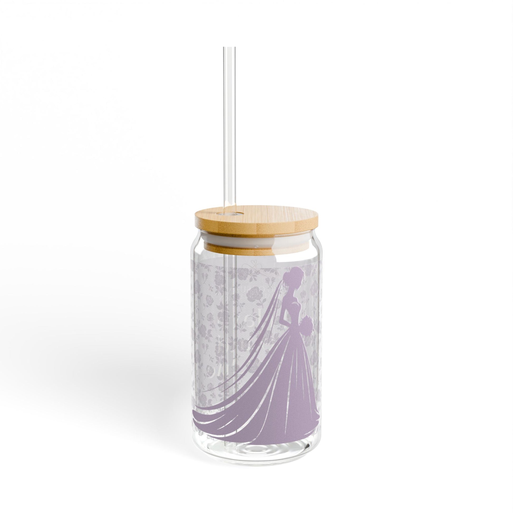 Christian Faith Bridal Lilac 16oz Sipper Glass with Bamboo Lid, Perfect for Weddings, Engagements, Reusable Drinkware, Eco-Friendly Gift