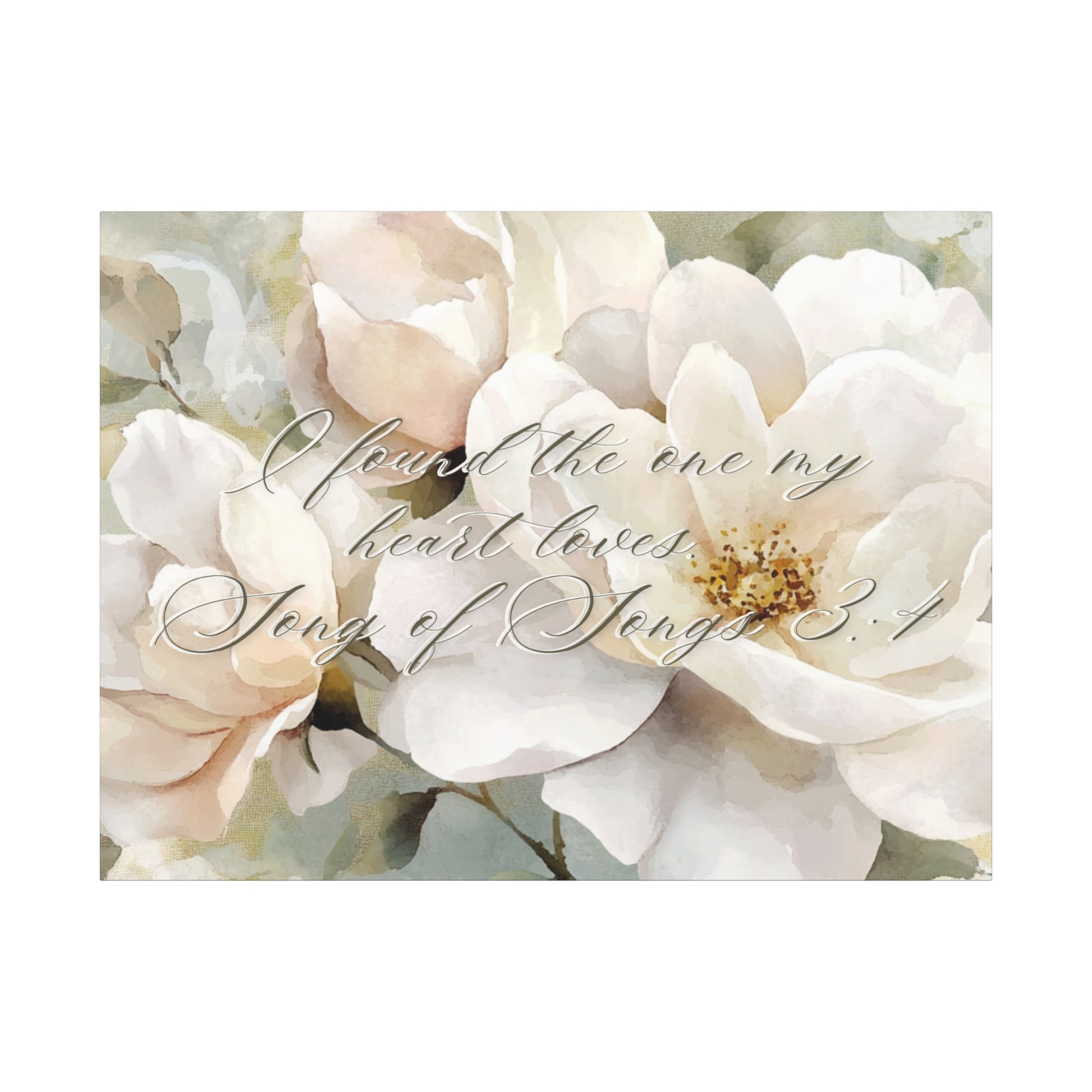 Found The One Floral Canvas Art Print, Romantic Wall Decor, Wedding Gift, Christian Faith, Home Decoration, Song of Songs Quote, Nature Inspired Art