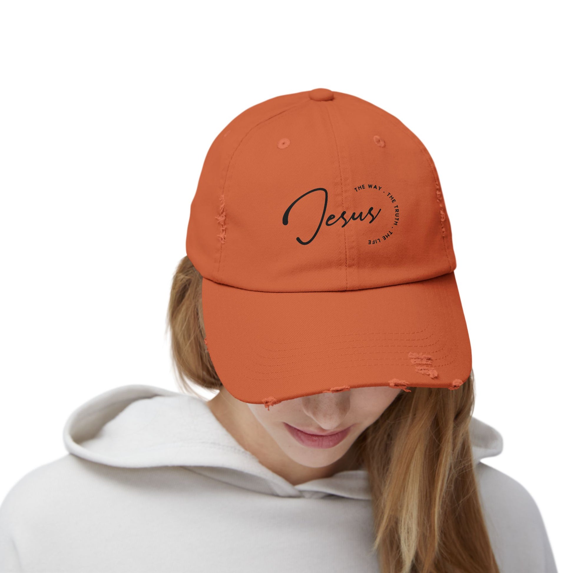 Jesus The Way, The Truth, The Life Distressed Cap for Faith Lovers, Christian Gift