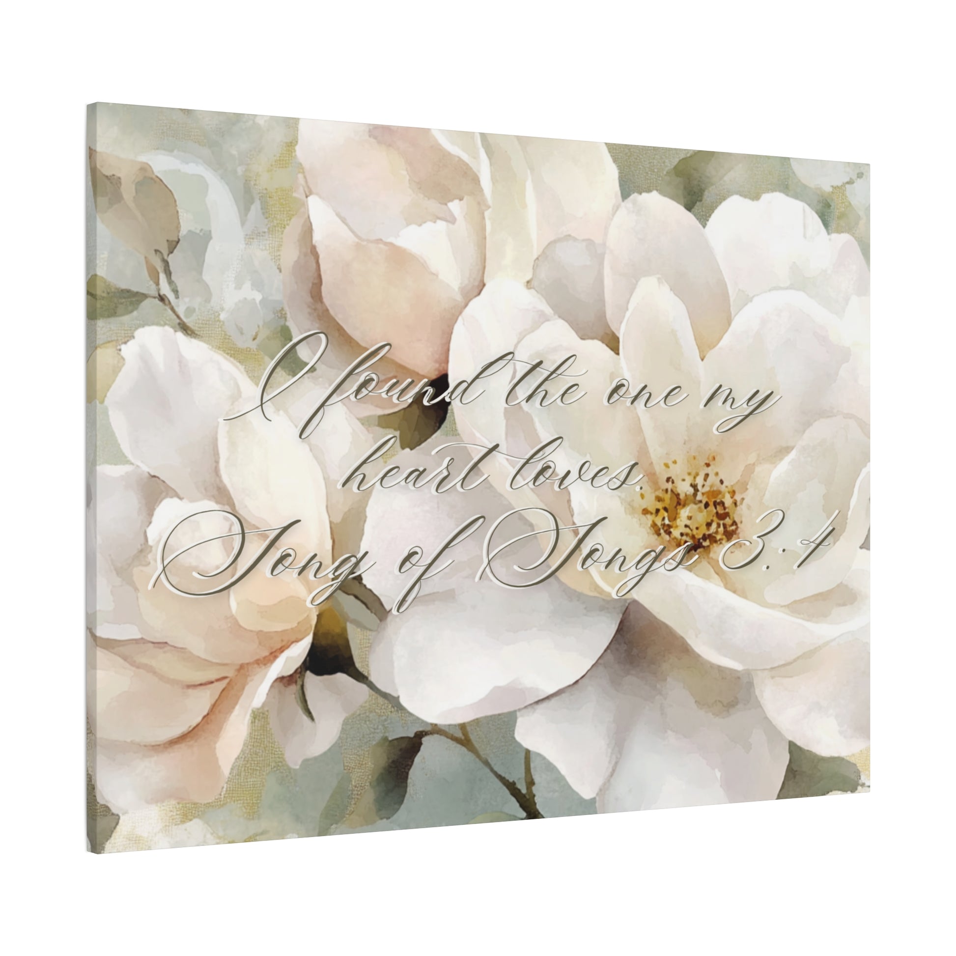 Found The One Floral Canvas Art Print, Romantic Wall Decor, Wedding Gift, Christian Faith, Home Decoration, Song of Songs Quote, Nature Inspired Art