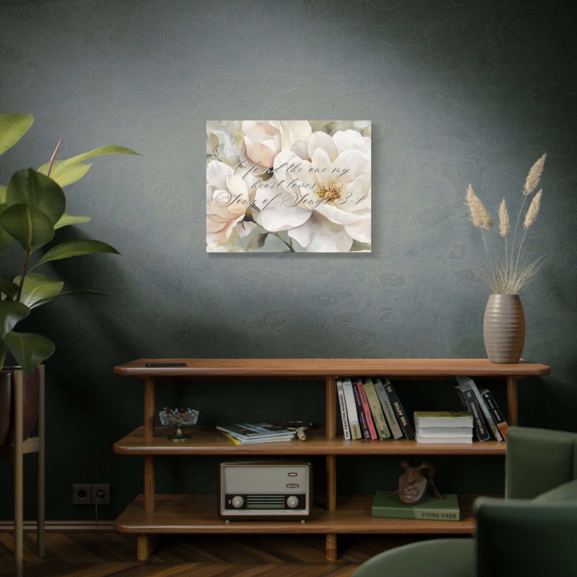Found The One Floral Canvas Art Print, Romantic Wall Decor, Wedding Gift, Christian Faith, Home Decoration, Song of Songs Quote, Nature Inspired Art