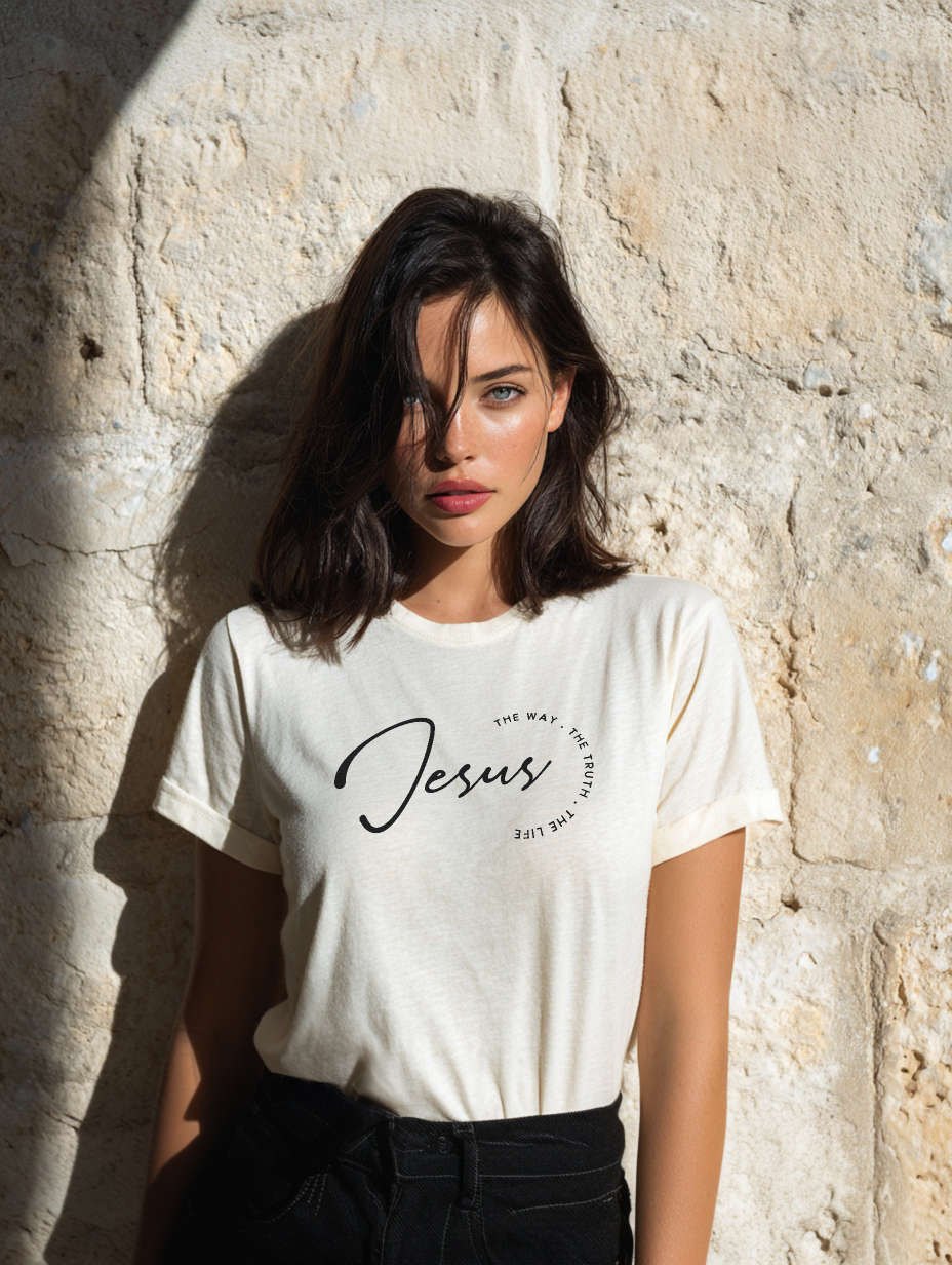 Jesus The Way, The Truth, The Life Tee Faith Tee for Believers, Casual Christian Comfort Shirt