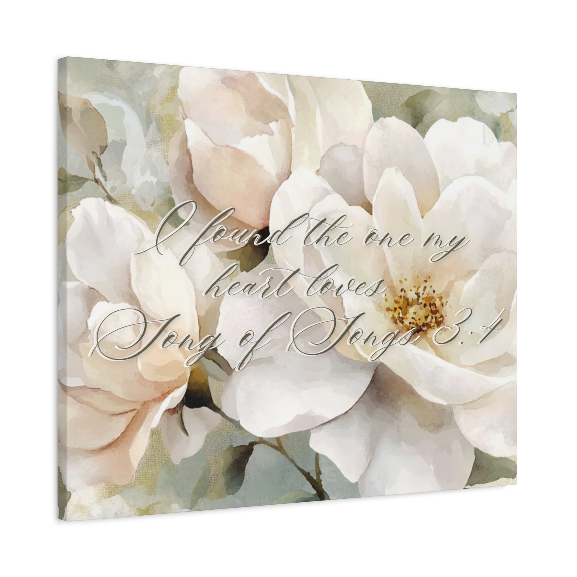 Found The One Floral Canvas Art Print, Romantic Wall Decor, Wedding Gift, Christian Faith, Home Decoration, Song of Songs Quote, Nature Inspired Art
