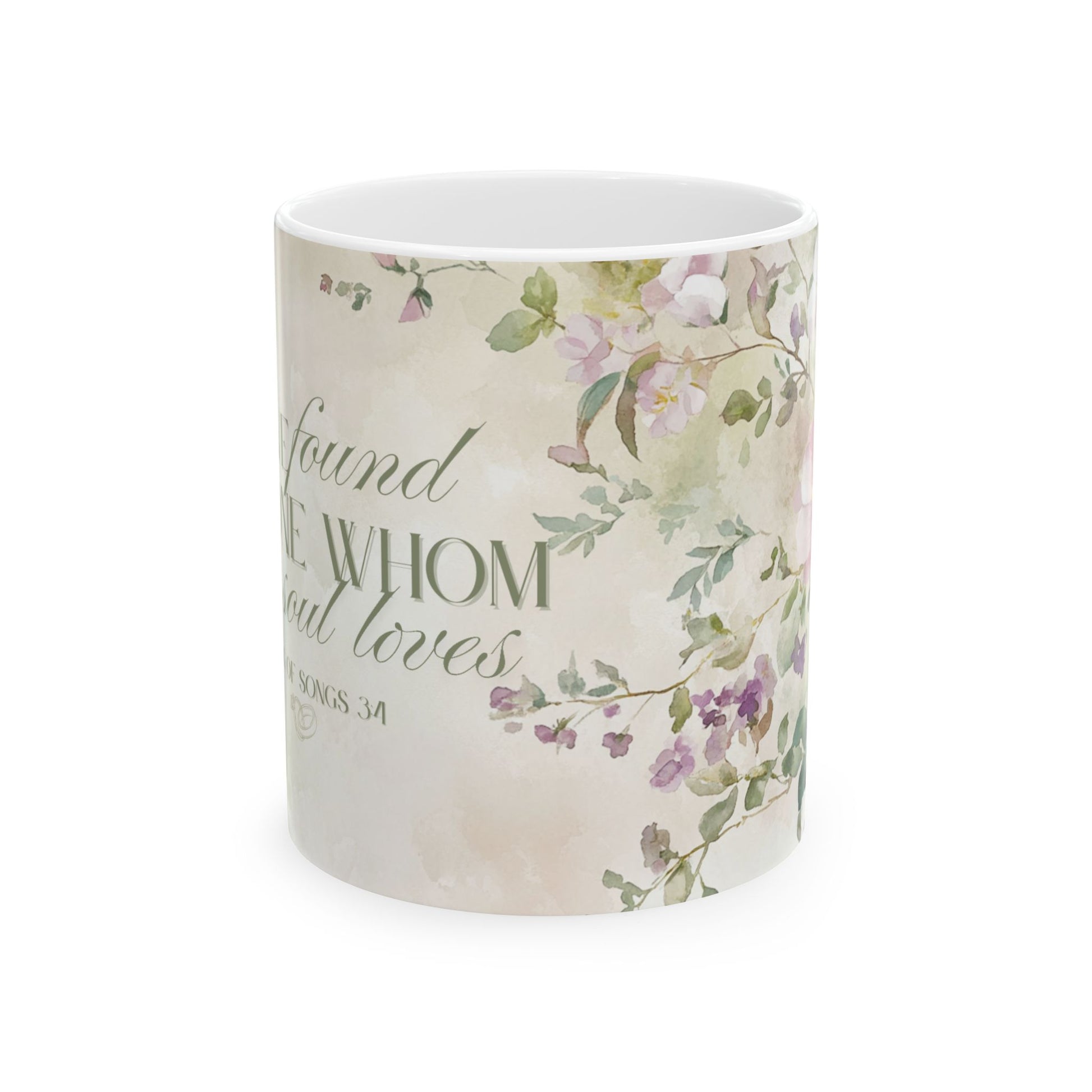 Floral Love Christian Faith Bridal Ceramic Mug, Gift for Her, Coffee Lovers, Floral Decor, Wedding Gift, Inspirational Mug