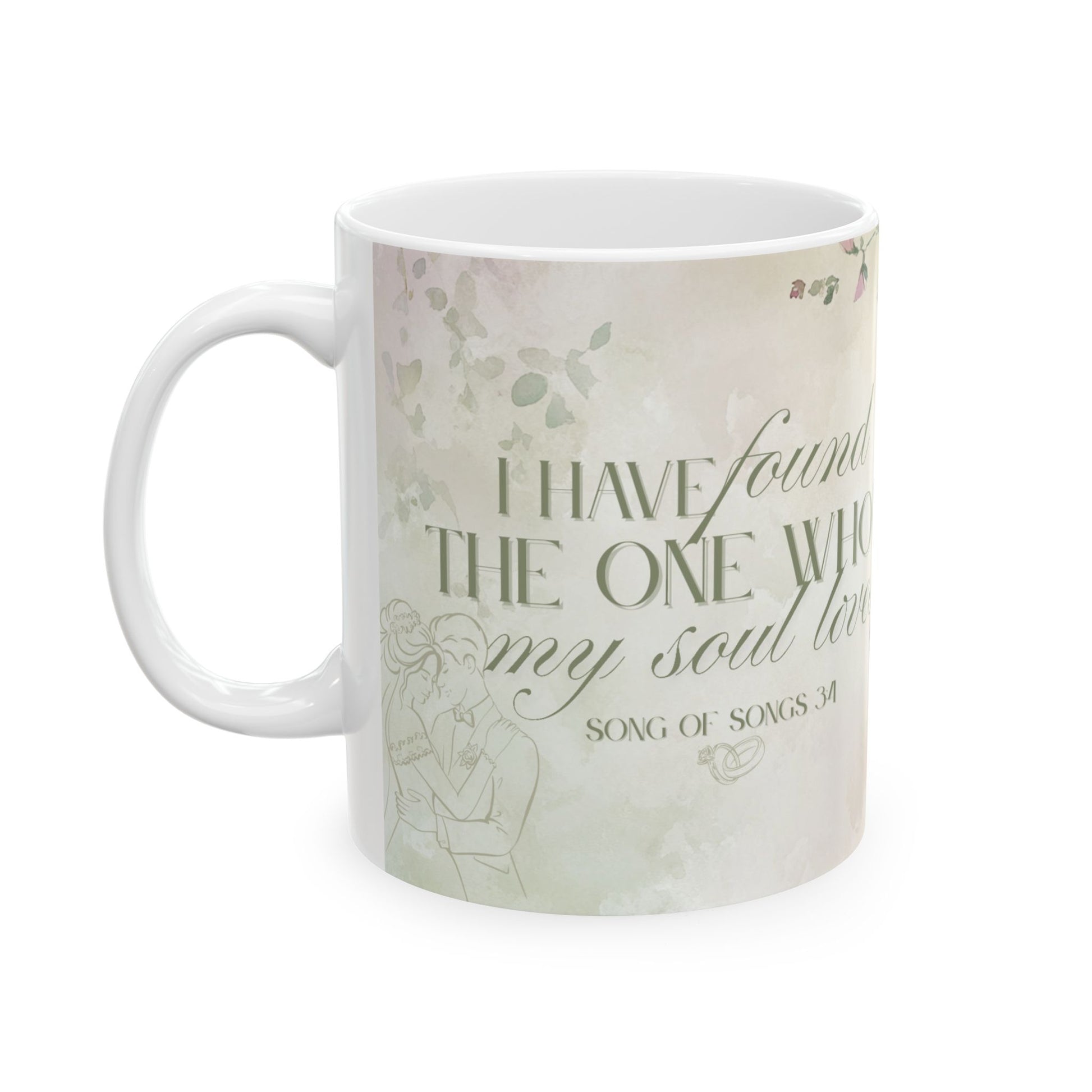 Floral Love Christian Faith Bridal Ceramic Mug, Gift for Her, Coffee Lovers, Floral Decor, Wedding Gift, Inspirational Mug