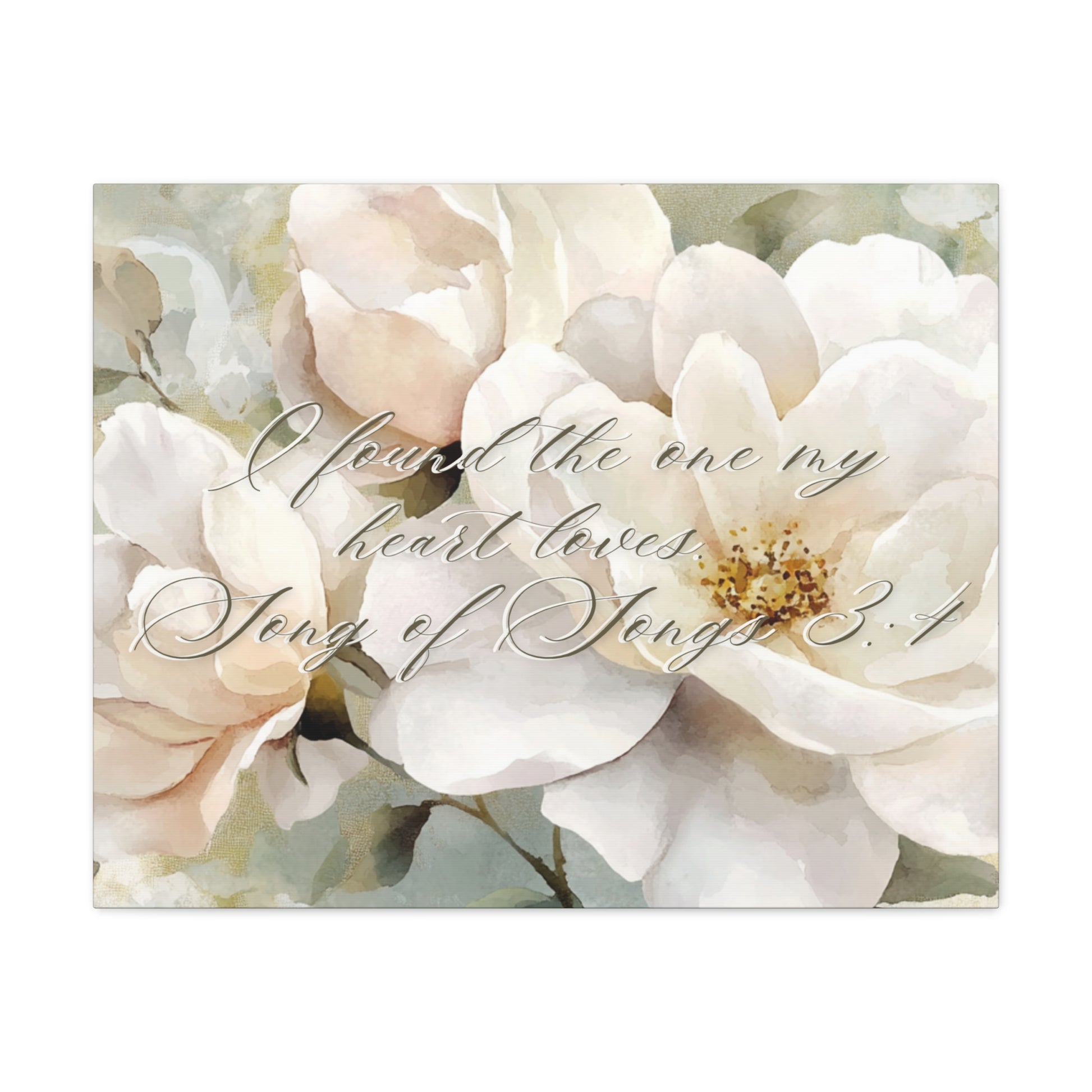 Found The One Floral Canvas Art Print, Romantic Wall Decor, Wedding Gift, Christian Faith, Home Decoration, Song of Songs Quote, Nature Inspired Art