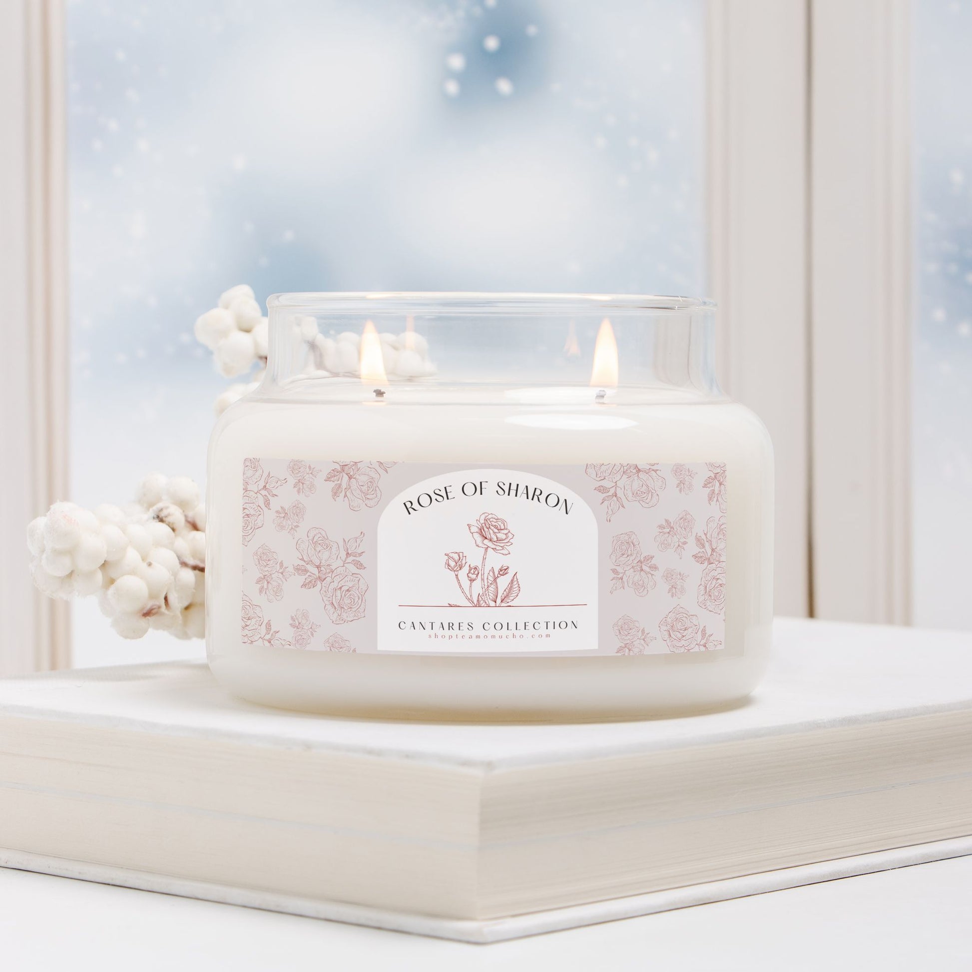 Cantares Collection Rose of Sharon Candle Apothecary Jar (Double Wick)