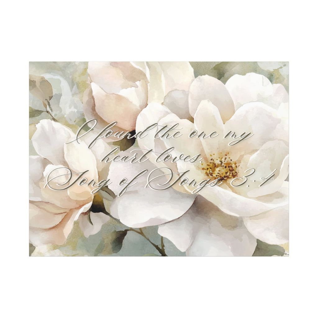 Found The One Floral Canvas Art Print, Romantic Wall Decor, Wedding Gift, Christian Faith, Home Decoration, Song of Songs Quote, Nature Inspired Art