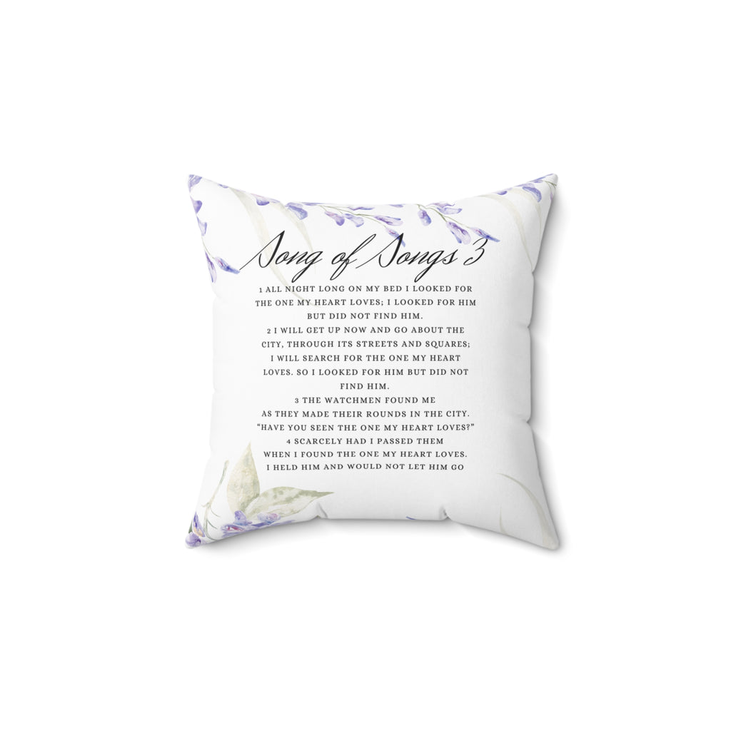 Christian Faith Floral Square Throw Cushion, Wedding, Engagement, Love Celebration, Lilac And Sage, Cozy Living Room Accent