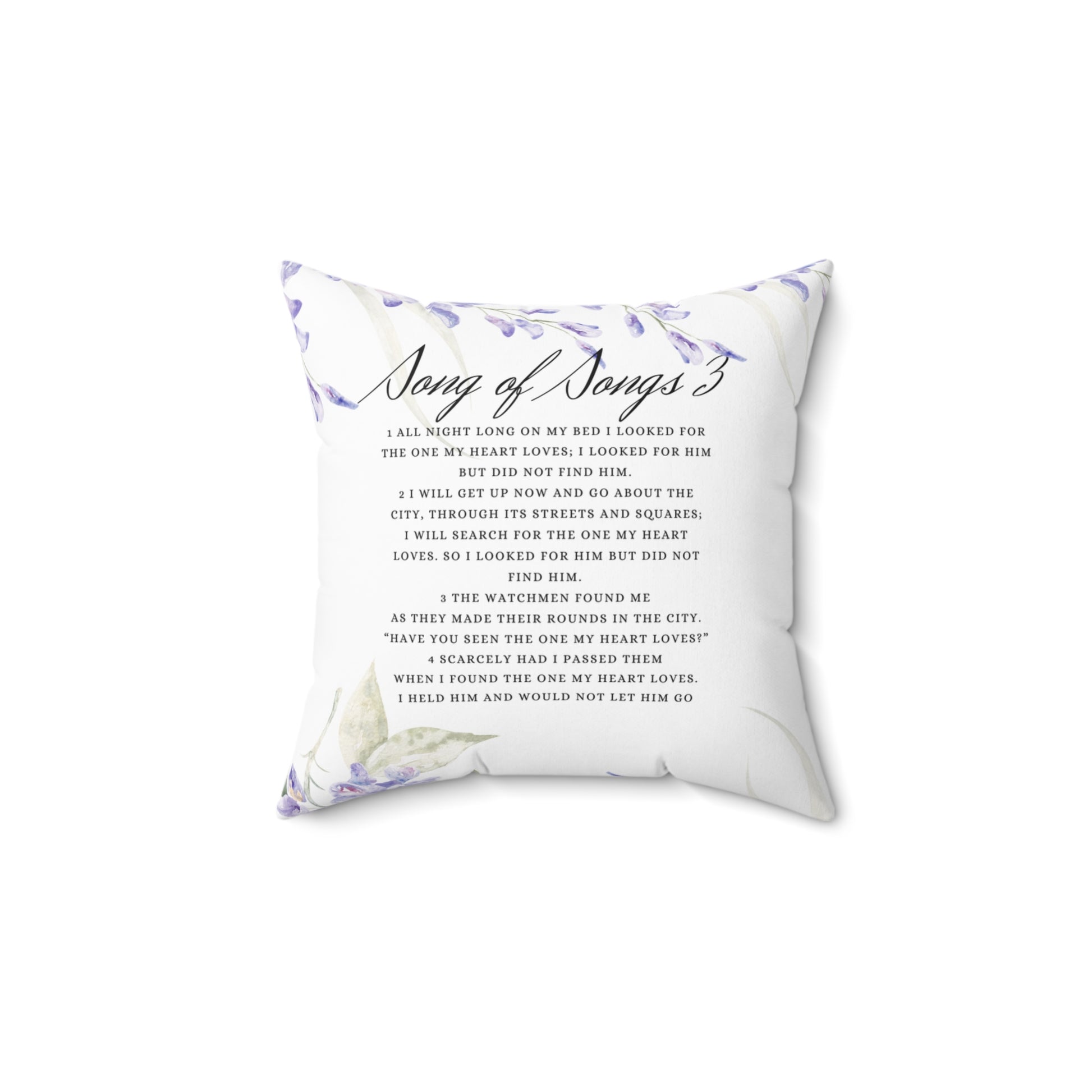 Christian Faith Floral Square Throw Cushion, Wedding, Engagement, Love Celebration, Lilac And Sage, Cozy Living Room Accent