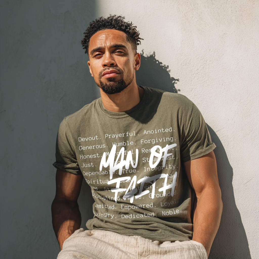Man of Faith: Strength in Scripture Faith-Based Men's Tee,