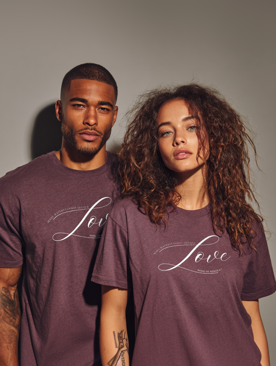 Many Waters Cannot Quench Love Couples T-Shirt Verse Quote Scripture Christian Apparel