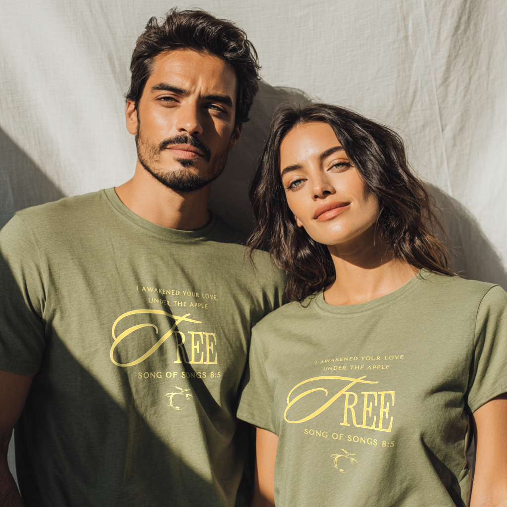 Under the Apple Tree Song of Songs 8:5 Scripture Verse Christian Faith Couples T-shirt