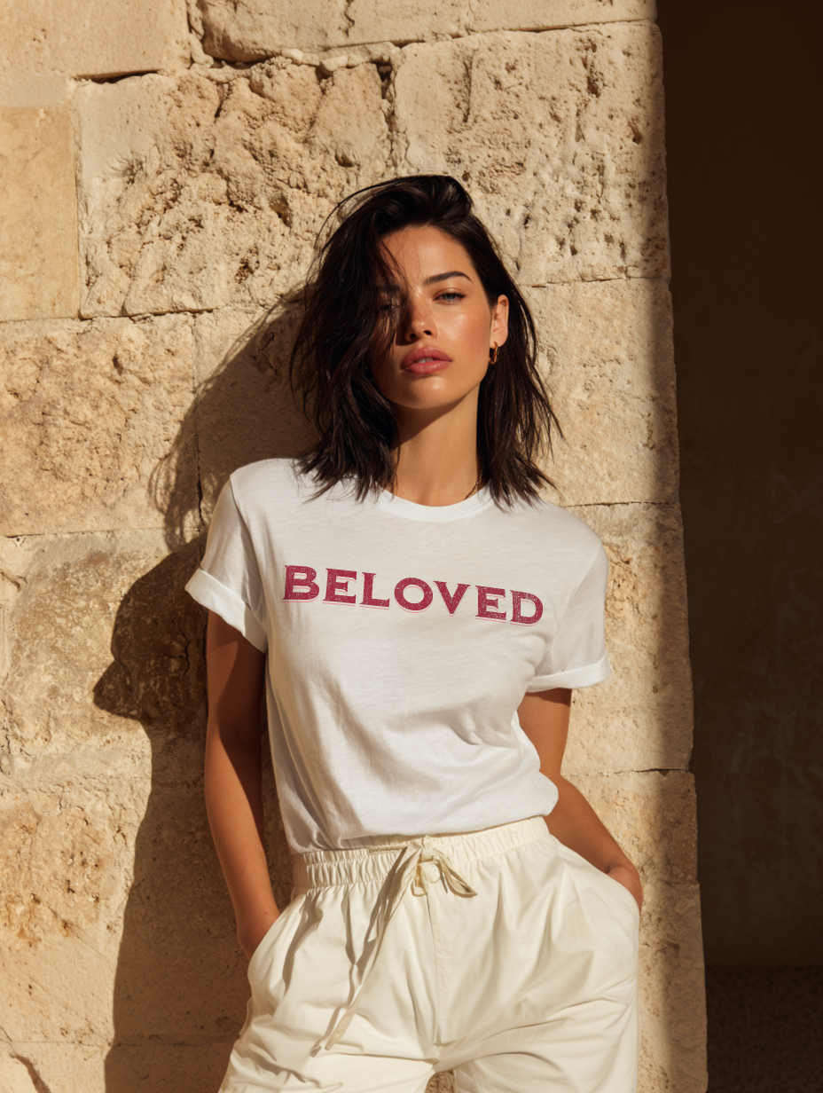 Women's Beloved Ivory Christian Faith  Casual Tee Couple's Matching Apparel