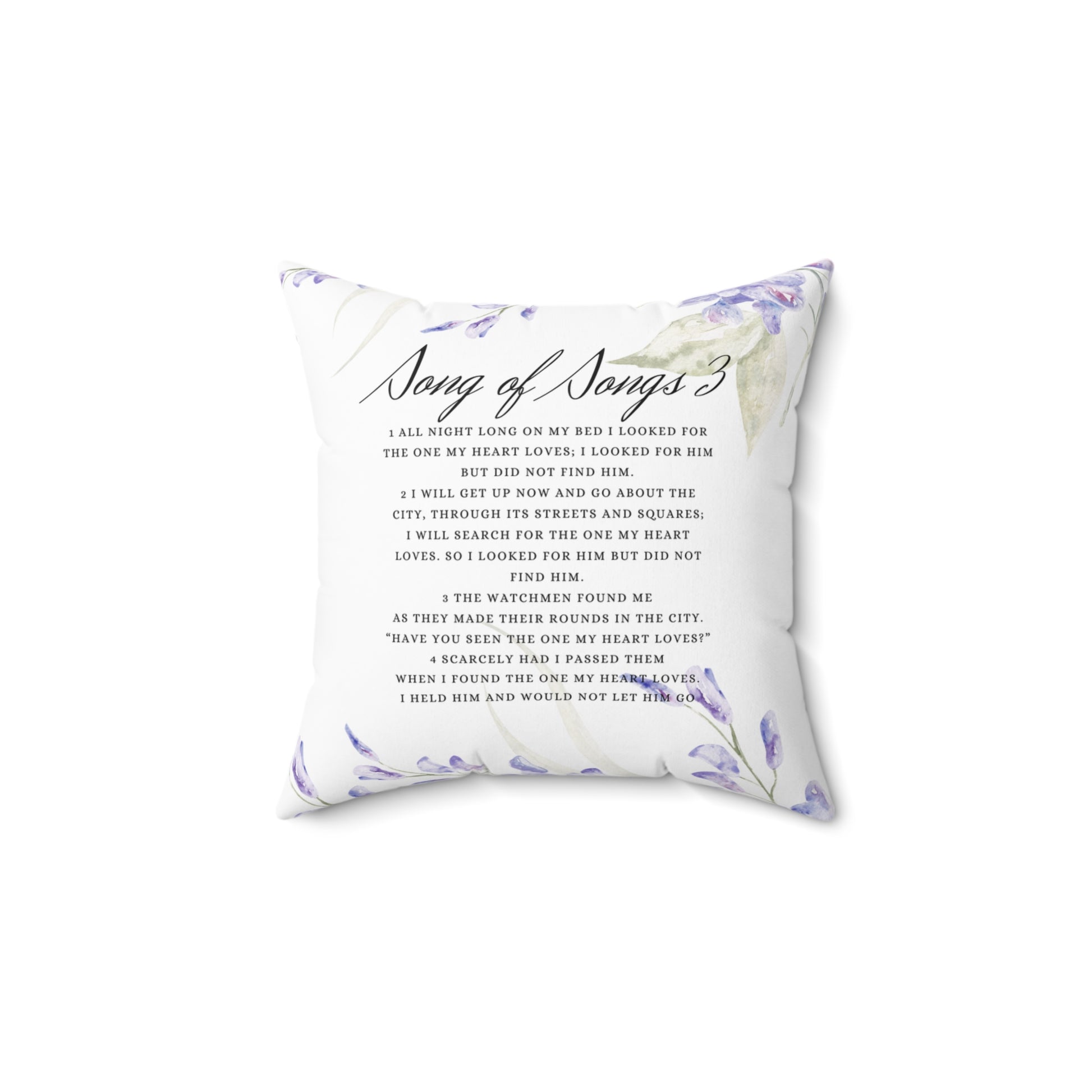 Christian Faith Floral Square Throw Cushion, Wedding, Engagement, Love Celebration, Lilac And Sage, Cozy Living Room Accent