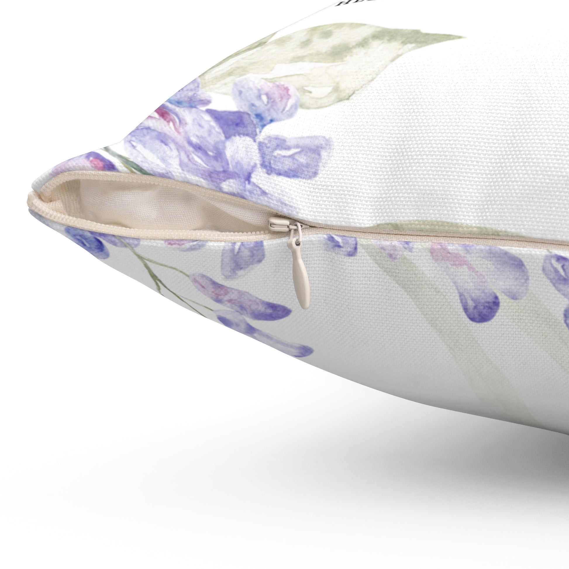 Christian Faith Floral Square Throw Cushion, Wedding, Engagement, Love Celebration, Lilac And Sage, Cozy Living Room Accent