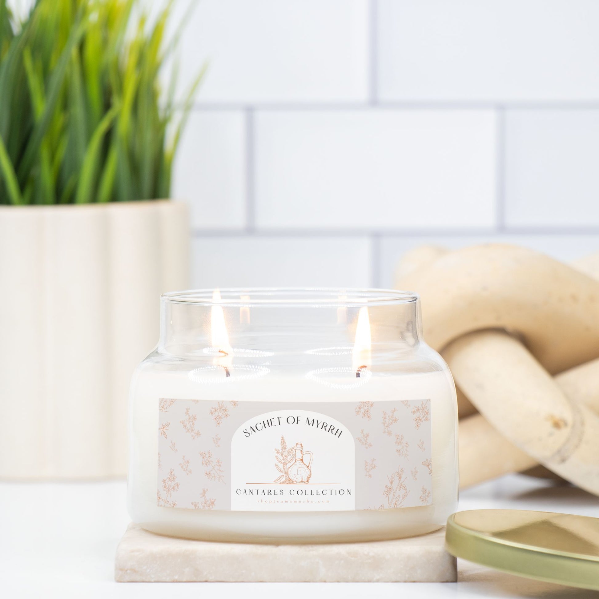 Cantares Collection Sachet of Myrrh Candle Apothecary Jar (Double Wick)