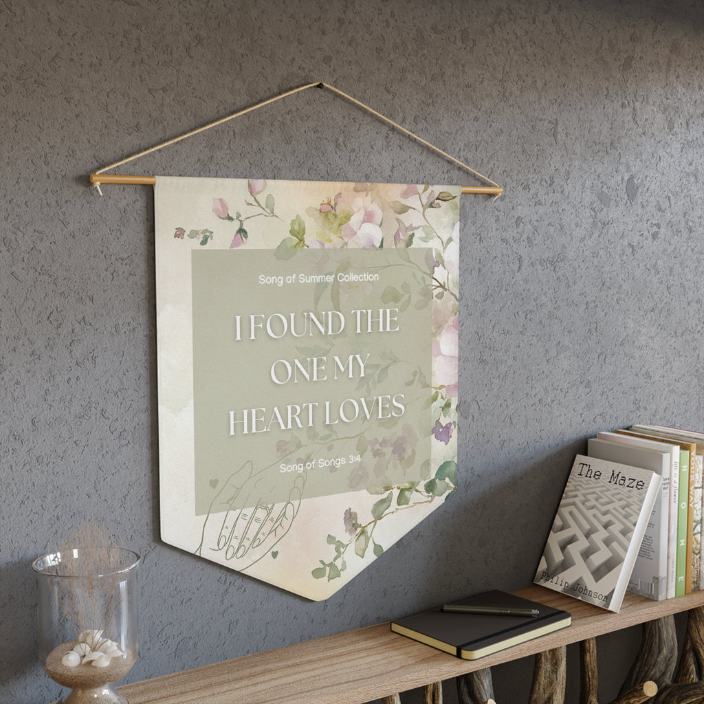 Floral Wall Pennant - I Found The One My Heart Loves, Inspirational Decor, Wedding Gift, Home Wall Art, Romantic Gift