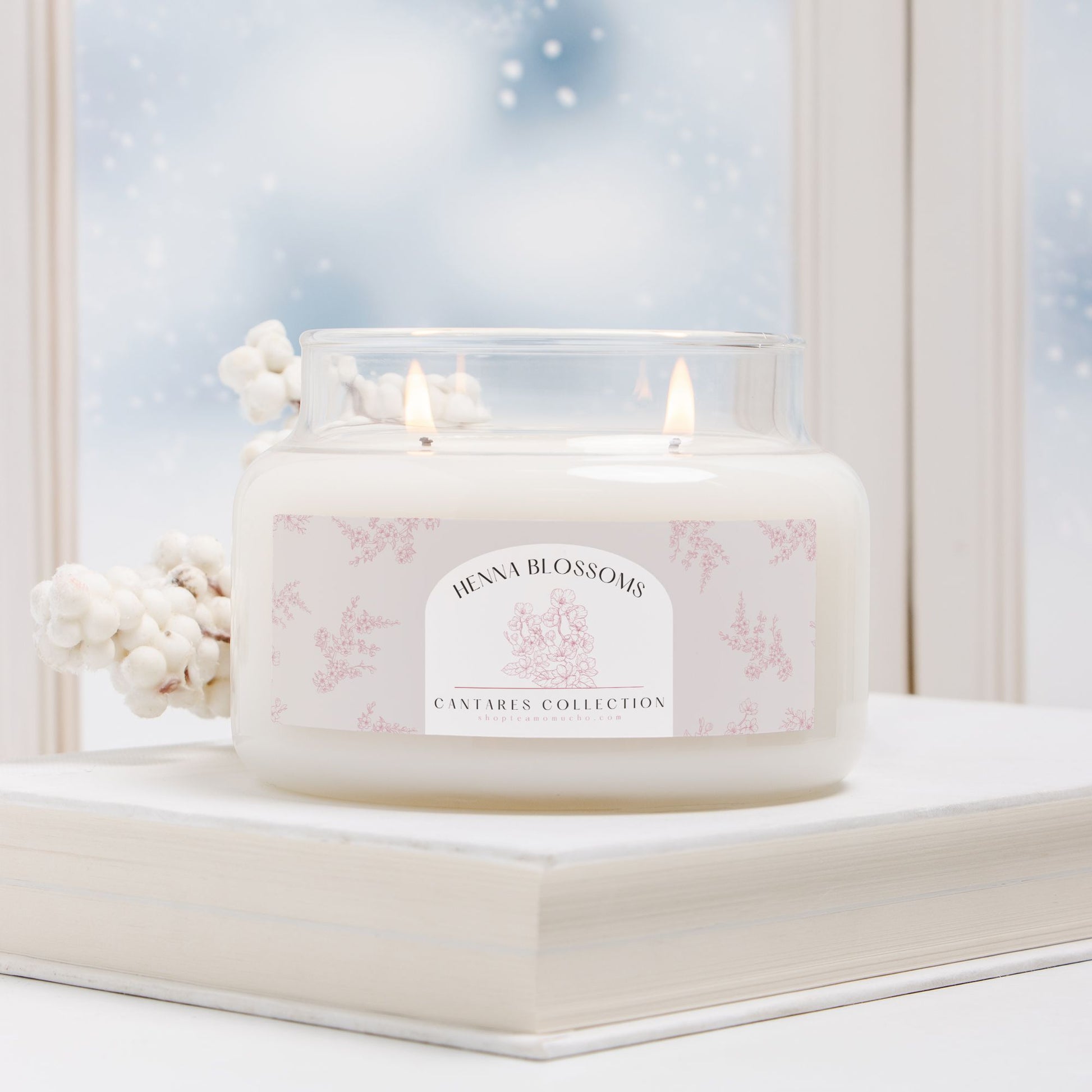 Cantares Collection Henna Blossoms Candle Apothecary Jar (Double Wick)
