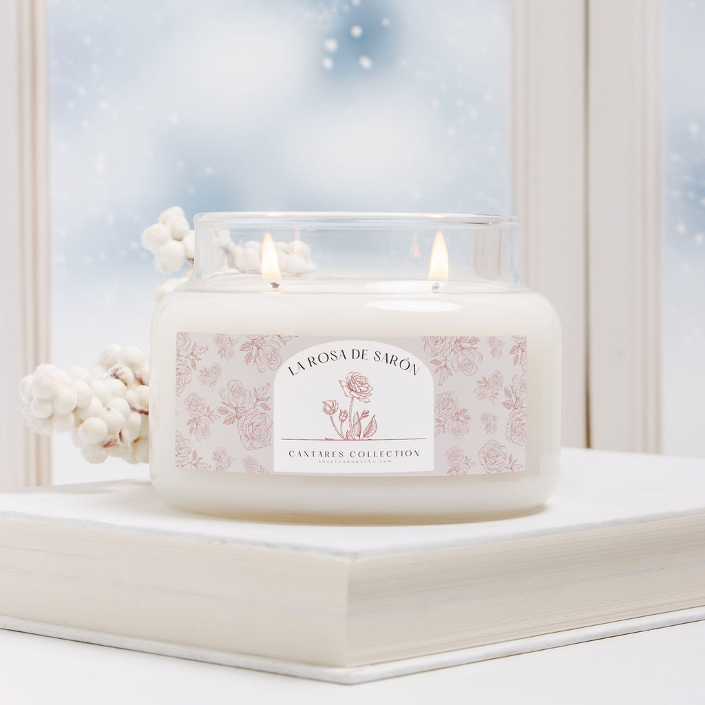 Cantares Collection La Rosa de Saron Candle Apothecary Jar (Double Wick)